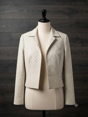Barry Bricken Vintage Cream & Black Pinstripe Polka Dot Blazer Size 8